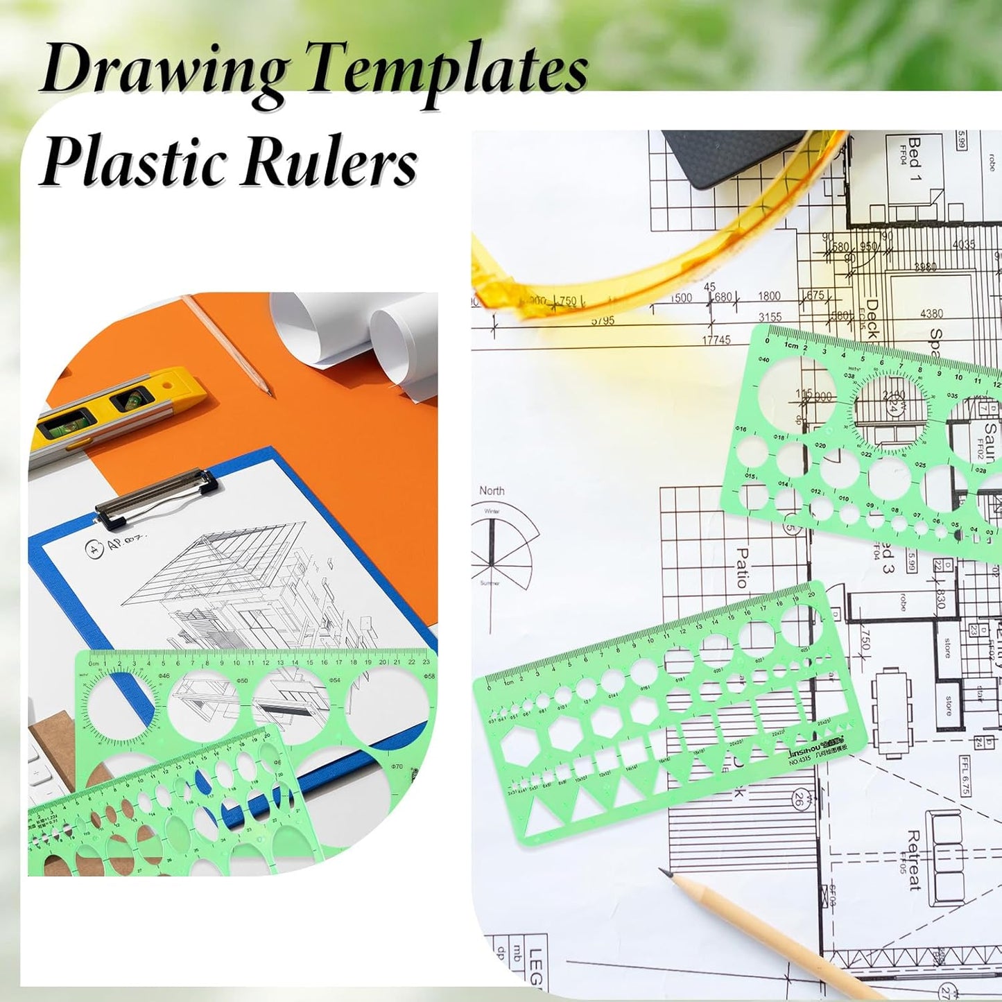 4 Pcs Circle Template, 4 Sizes Plastic Measuring Circles Stencil, Circle Templates for Digital Drawing, Formwork Drawings, Drafting, Drawing Circles Diameter