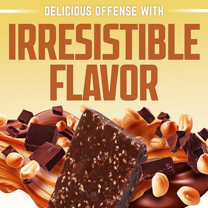 Defender Vegan Protein Bar, Peanut Butter Chocolate, Plant Based Snack Breakfast Bars, Psyllium Husk, High Fiber, Non GMO, Kosher, No Stevia & Sugar Alcohols, 12 Bars, Holiday Gift Item, Stocking Stuffer