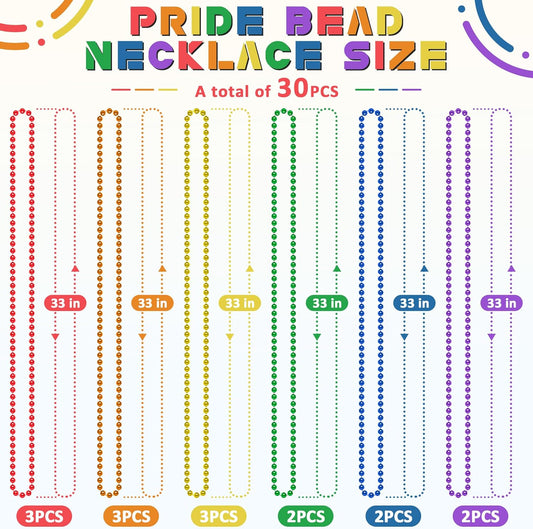 15PCS Pride Accessories, Pride Month Beads Necklaces, 6 Kinds Metallic Rainbow Necklace Bulk, Round LGBTQ Pride Necklace for Gay Lesbian, Costumes Decor for Pride Month Parade Throws Party Favors