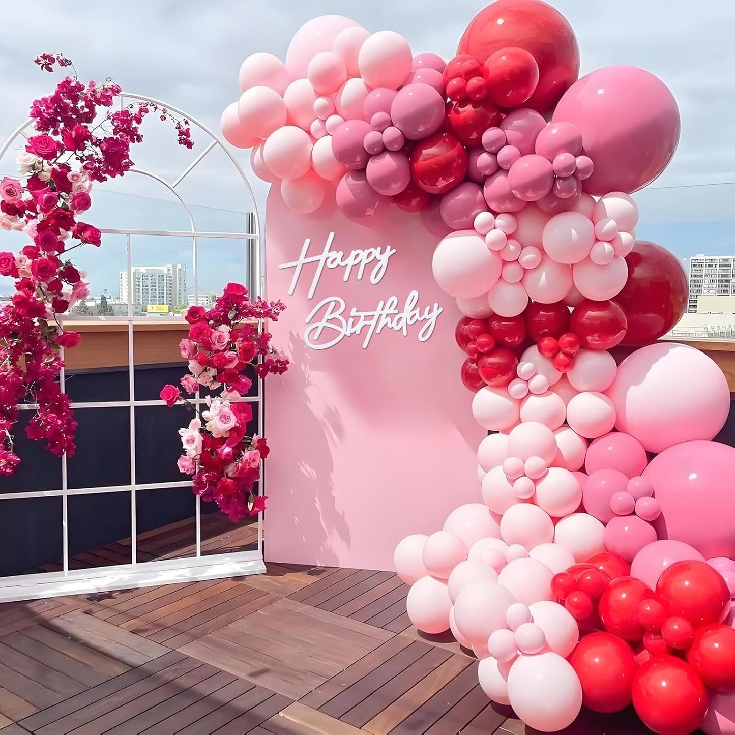 Happy Birthday Sign for Backdrop - Felt Happy Birthday Letters Sign for Girls, Boys & Adults' Birthday Party Balloon Arch Backdrop Decorations (White)