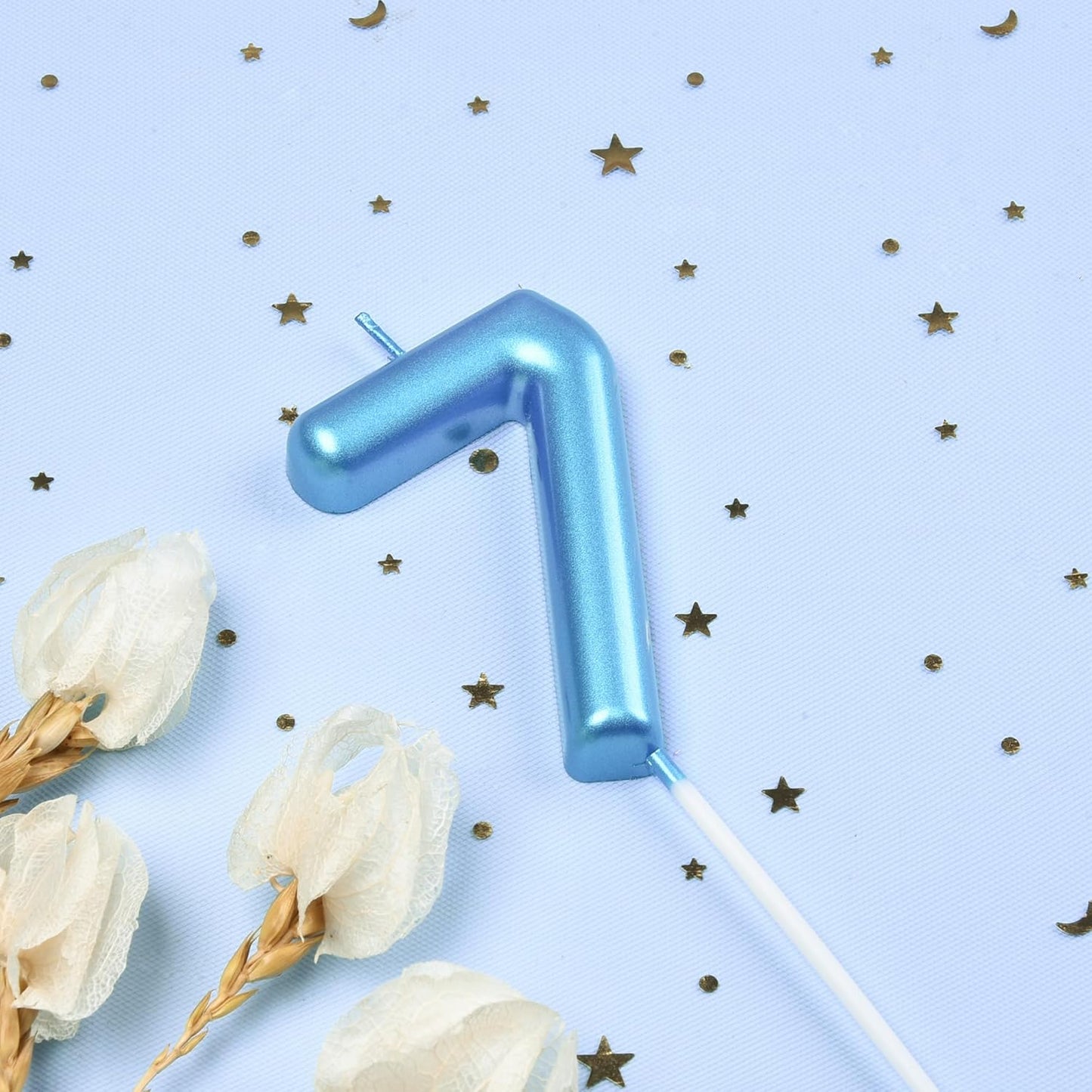 PHD Cake 2.76 inch Classical Blue 7 Number Birthday Candles for Party Celebration