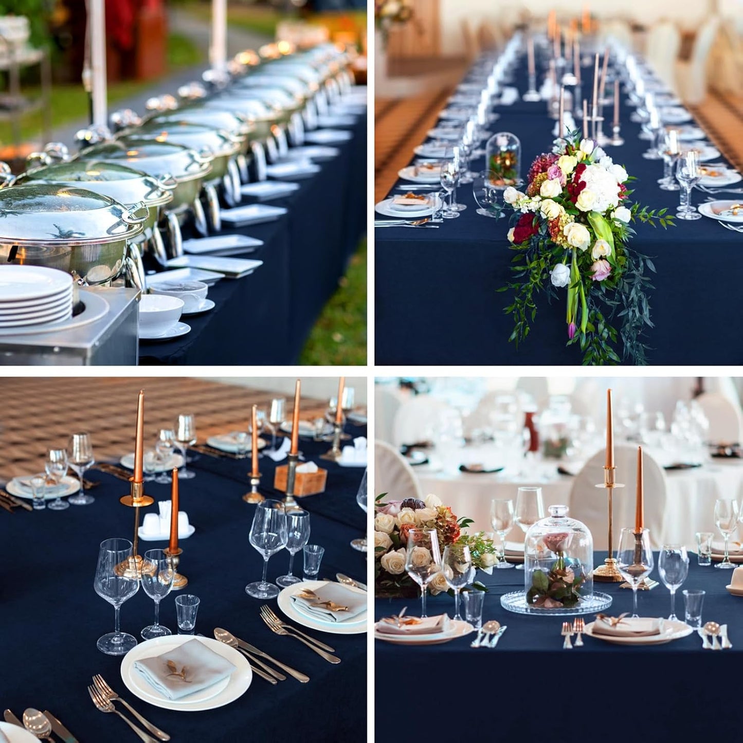 Rectangle Tablecloths 90x132 Inch 2 Pack Navy Blue Tablecloth Washable Decorative Linen Polyester Table Cloths for Dining Table Banquets Buffet Parties and Wedding