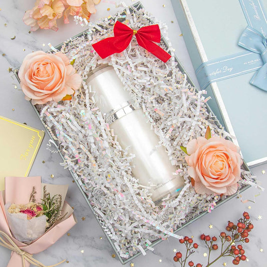 Caleihd 1/2 LB Crinkle Cut Paper Shredded Filler Paper for Gift Baskets Gift Box Confetti Shreds Decoration Stuffing for Birthday, Weddings, Anniversaries, Christmas Wrapping Diamond White
