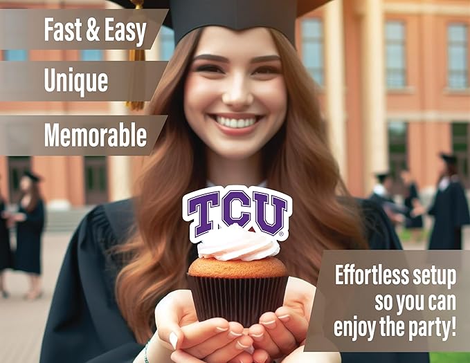 TCU Party Supplies for Football, Birthday Gift, Graduation Party Banner and Cake Toppers (42 Pieces) (TCU Horned Frogs)