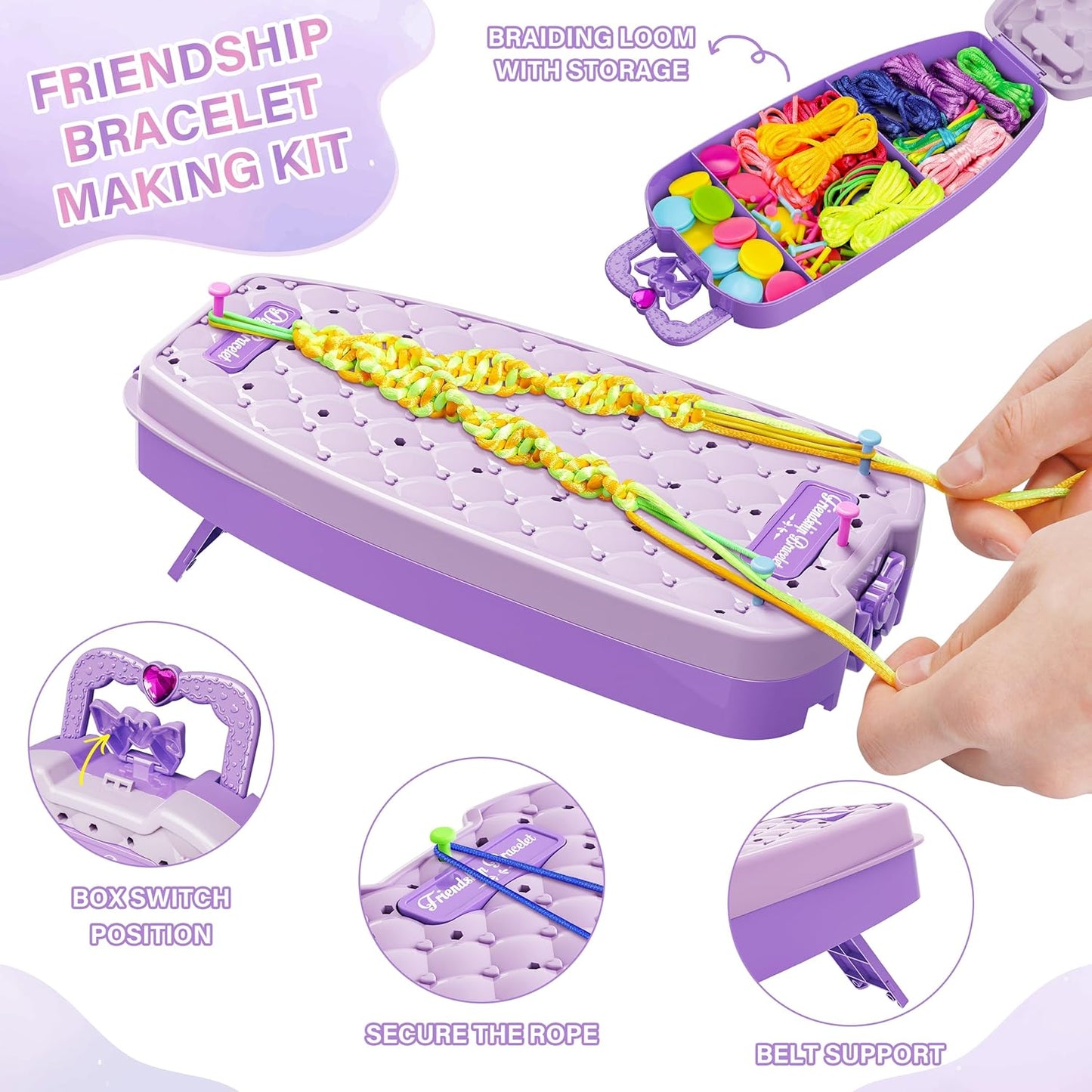 Friendship Bracelet Making Kit for Girls,DIY Arts and Crafts Toys,Jewelry String Maker Kit,The Best Birthday Gifts Ideas for Girls 6 7 8 9 10 11 12+ Years Old（Double Purple