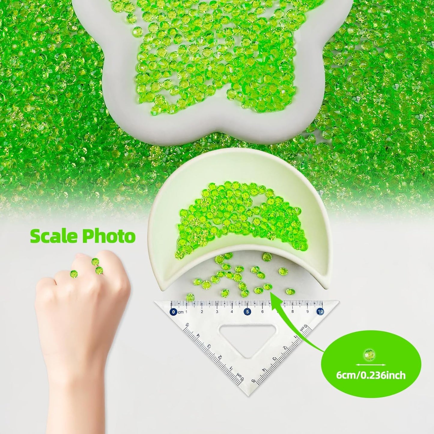 5000 pcs/Pack Wedding Table Scatter Confetti Crystals Acrylic Diamonds 6 mm Rhinestones for Wedding, Bridal Shower, Vase Beads Decorations (6mm, Grass Green)