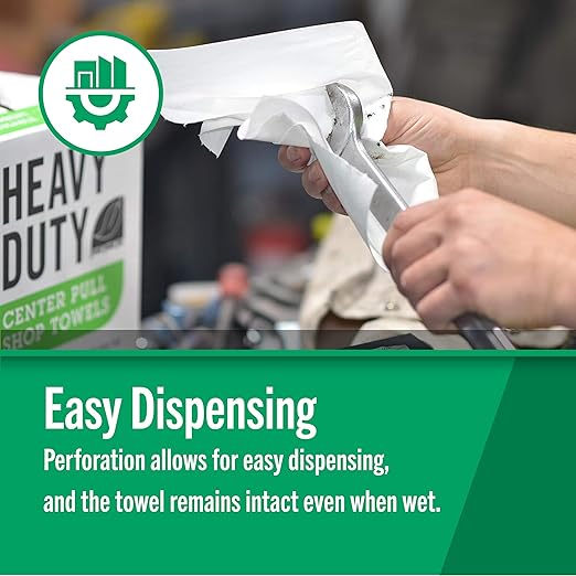 Fresh Towel Heavy Duty Center Pull Shop Towel Rags for Cleaning- (1 Box of 160 Sheets) Disposable Cleaning Towels - 9 x 12 inches - FT800 (White)