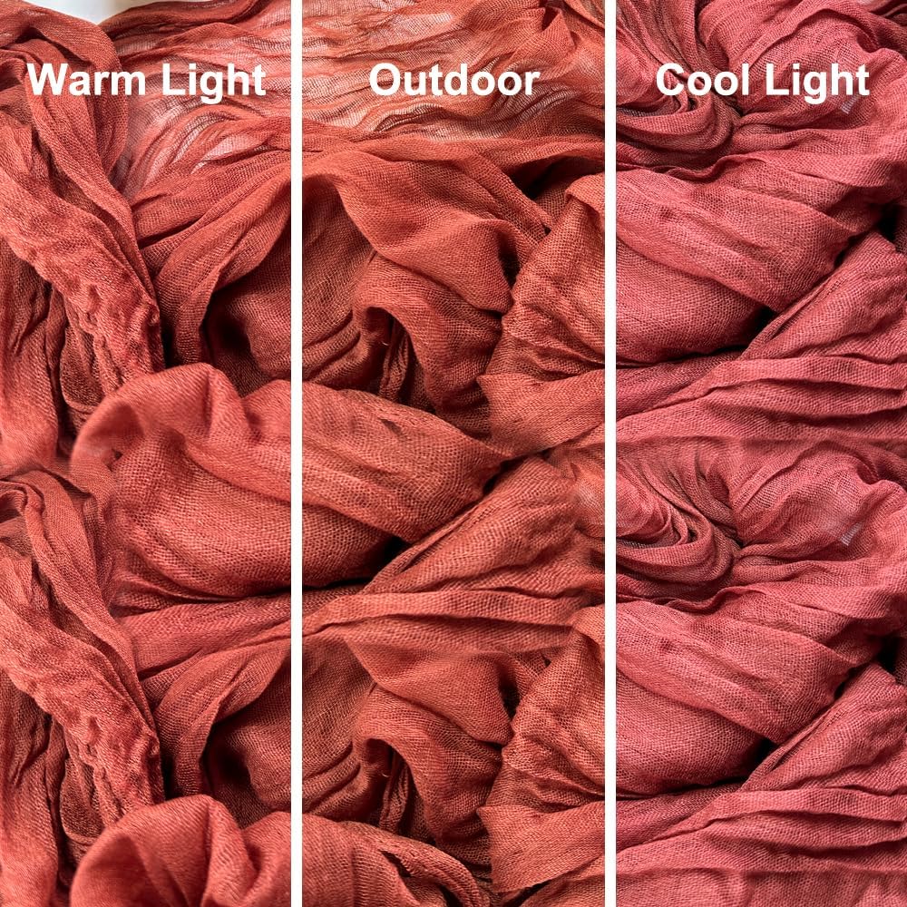 Booque Valley Fall Table Runner 3 Pack Terracotta Cheesecloth 10ft Soft Boho Wrinkled Decorative Gauze Sheer for Autumn Thanksgiving Holiday Party Centerpiece Decoration Table Decor, 35x120 Inch