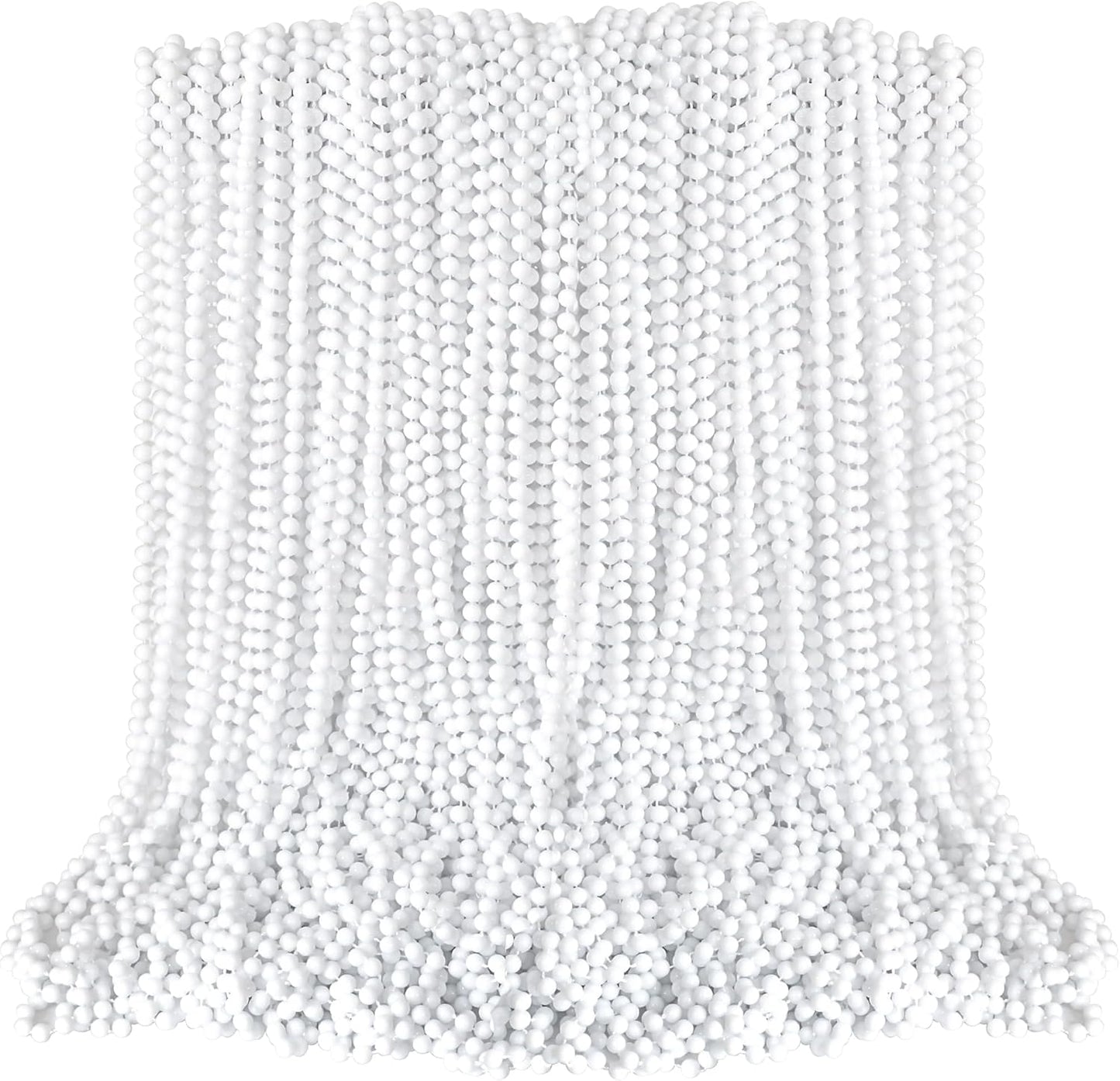 Beaded Necklace, 100PCS White Mardi Gras Beads Stuff Party Favors, 33" Holiday Toy Costume Bulk, Festival Parade Throw Accessories for Wedding Birthday Celebrations Decoration