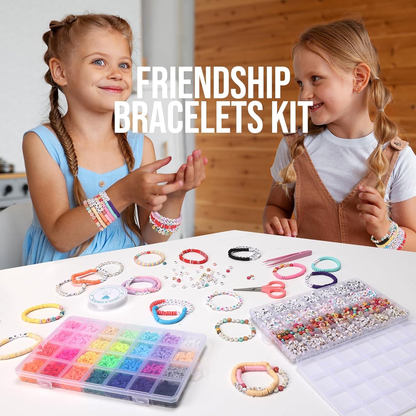 Pizooro Friendship Bracelet Kit with 96 Colors,13440 Clay Beads,1470 Letter Beads for Jewelry Making - 5 Styles of Round Alphabet, Number& Pattern Beads with 4 Elastic Strings, Crafts Gift for Teens