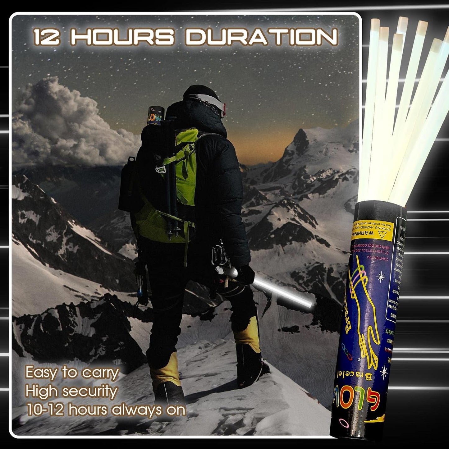 Lewtemi 10 Pcs Large Glow Sticks Big Giant Jumbo Halloween Christmas Emergency Light Stick for Camping Accessories, Survival Kit