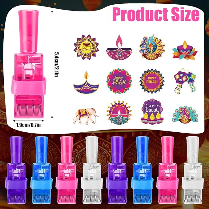 Tuanse 36 Pcs Diwali Finger Lights Gifts Bulk for Kids Glow in the Dark Finger Lights with Inspirational Scriptures Happy Diwali Decorations Indian Light Celebration Party Supplies Decorations