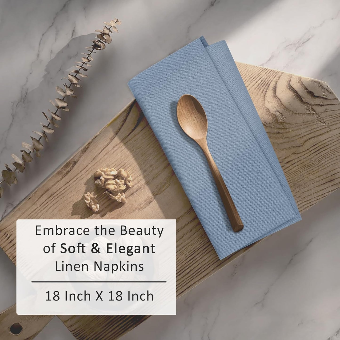 Ruvanti Linen Napkins Set of 12, 18x18 Cloth Napkins, Cotton Linen Blend Napkins Cloth Washable, Soft, Reusable Dinner Napkins for Wedding, Parties, Christmas, Thanksgiving, Everyday Use - Grey