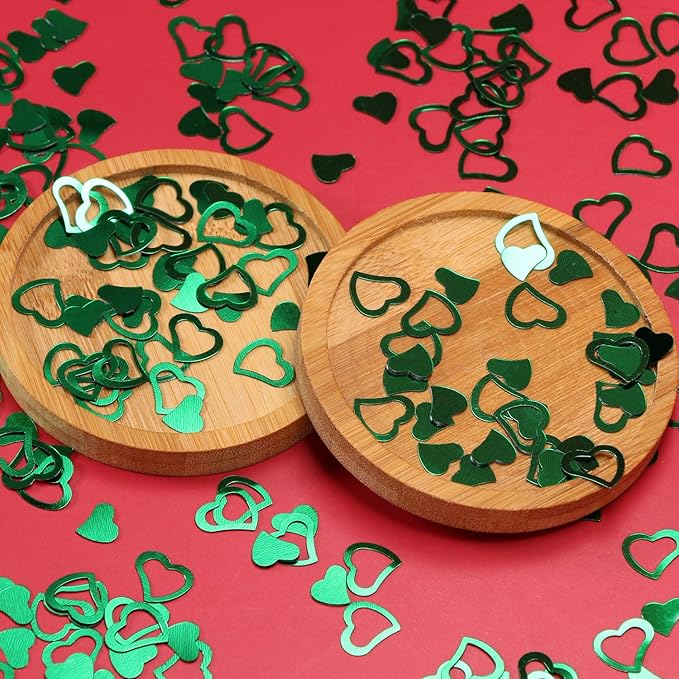 ONLYKXY 1200Pcs Love Heart Shaped Confetti, Table Wedding Decoration, Glitter Confetti for Wedding Party (Green)