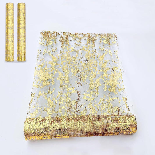 2 Pcs Glitter Metallic Gold Table Runner - Sparkle Thanksgiving Decor for Party, Christmas, Wedding