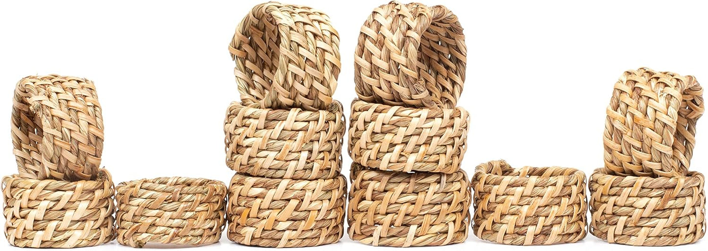 Lightnpro Natural Sea Grass Decorative Napkin Rings Set of 12, Serviette Napkin Rings Bulk for Party Decoration, Table Top Décor for Dinning Table, Everyday, Christmas, Easter Family Gatherings