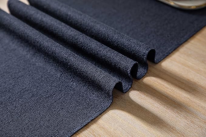 ZeeMart Navy Table Runners 36 Inches Long, Burlap Linen Style Rustic Farmhouse Table Runner, Small Short Boho Coffee Table Runner, 13x36 Inches, Navy
