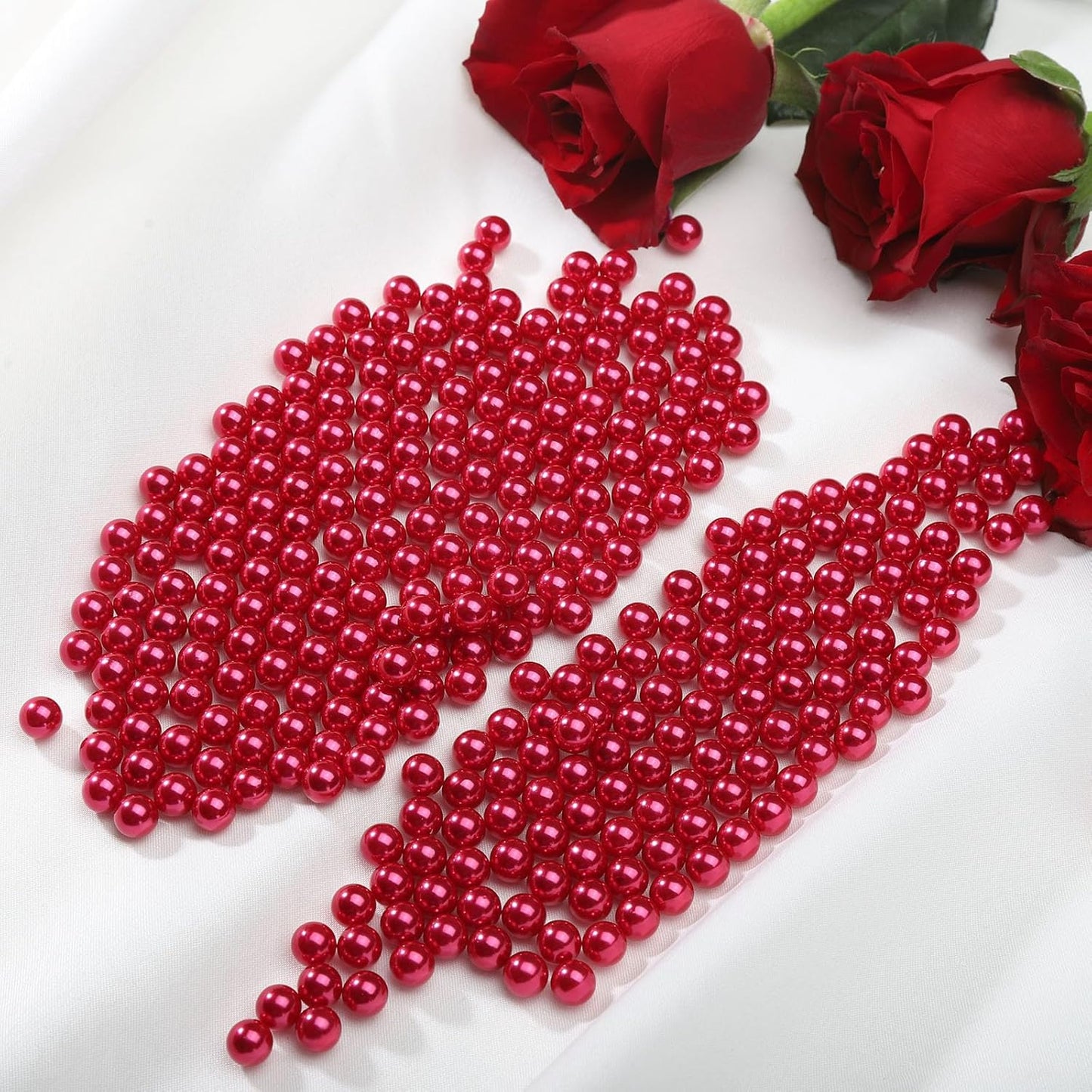 2200pcs Undrilled Holeless ABS Faux Pearl Beads for Vase fillers, No hole Round Pearls for Cosmetic Boxes, DIY Parts, Table Scatter, Wedding, Birthday Party Home Decorating (Purplish Red, 6mm)