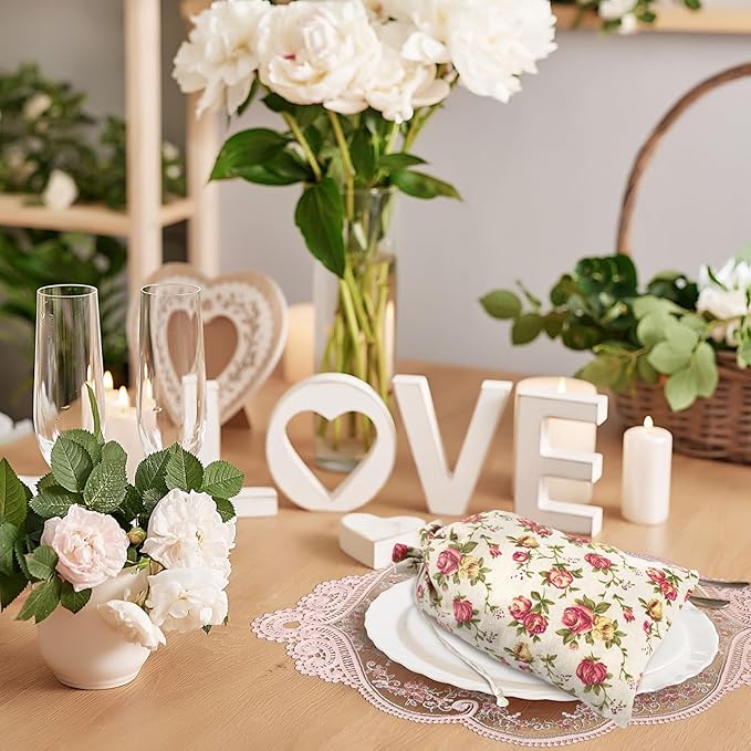 Pangda 30 Pieces Small Size Rose Drawstring Bags Mother's Day Burlap Flower Pouch Bags Linen Gift Jewelry Pouches for Wedding DIY Craft Party (8 x 12 Inch)