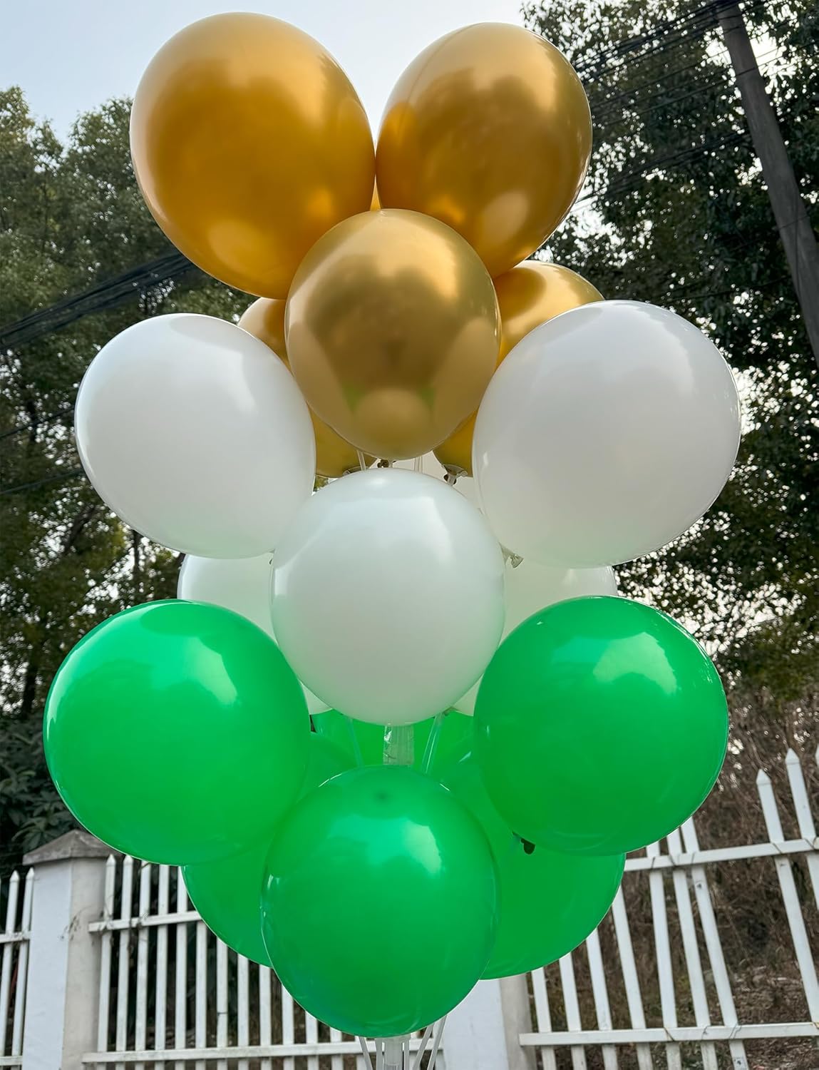 60 Pack 12 Inch Latex Balloons - Green White Gold for St. Patrick's Day, Spring Summer Decor, Birthday Graduation Wedding Baby Shower Party Supplies