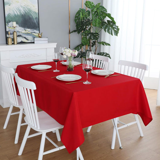 FOLINS&HOME Red Rectangle Tablecloth 60 x 120 Heavy Duty Wrinkle Free Polyester Table Cloths Waterproof, Washable and Spillproof Table Cover for Party, Banquet, Indoor and Outdoor-Oblong/Rectangular