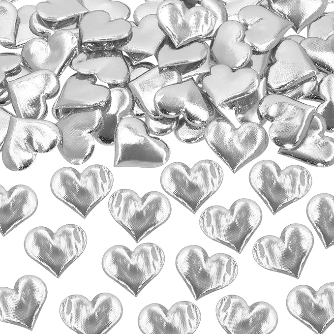 ONLYKXY 200Pcs 3.5cm Big Sponge Confetti Decor Glitter Flower Heart Shape Petals Table Decoration for Wedding Party Valentine's Day Scatter Ponge Petal Confetti (Silver)