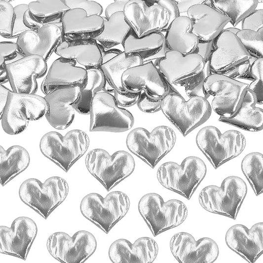 ONLYKXY 200Pcs 3.5cm Big Sponge Confetti Decor Glitter Flower Heart Shape Petals Table Decoration for Wedding Party Valentine's Day Scatter Ponge Petal Confetti (Silver)