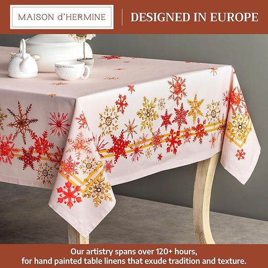 Maison d' Hermine Table Cloth Rectangle Table 100% Cotton 60 x 108 Inches Fall Tablecloth Reusable Everyday Use for Thanksgiving Christmas Decorations Dining Farmhouse Party (Crystal Star)