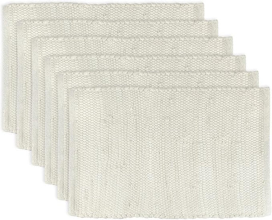 DII Handmade Chindi Tabletop, Reversible and Machine Washable, Placemat Set, 13x19, Natural