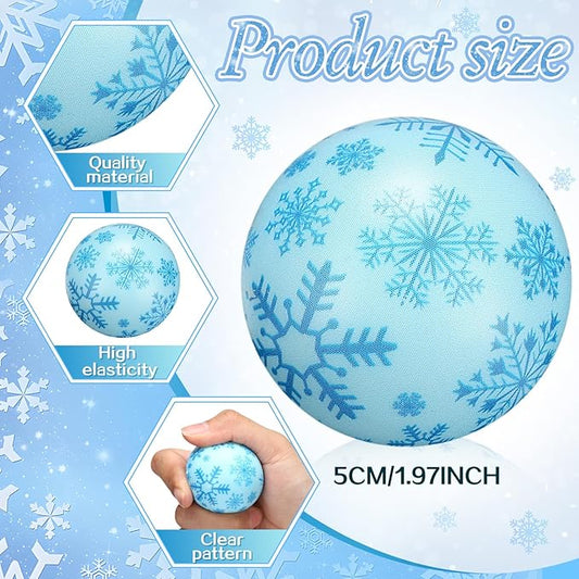 Libima 60 Pcs Snowflake Stress Balls Bulk Winter Fidget Toys 2 Inch Foam Squeeze Balls Snow Stress Ball Sensory Toys Anxiety Relief Gifts for Winter Holiday Christmas Party Favors Bag Filler Stuffers
