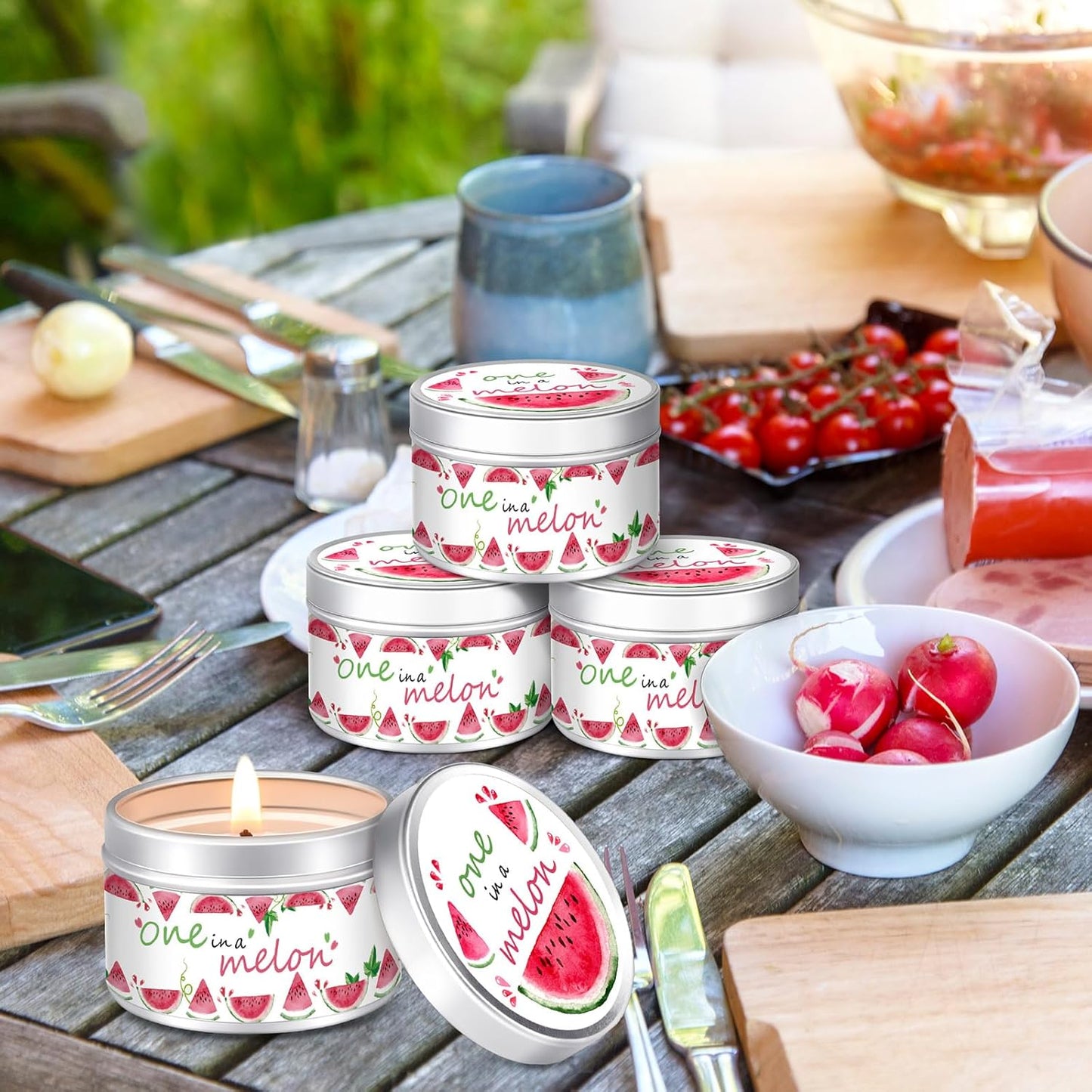 MTLEE 24 Pcs One in a Melon Baby Shower Party Favors Candles Lavender Scented Baby Shower Favors for Guests Rustic Tealights Candles Gender Reveal Return Gifts Girl Boy(1.2 Oz, Red)