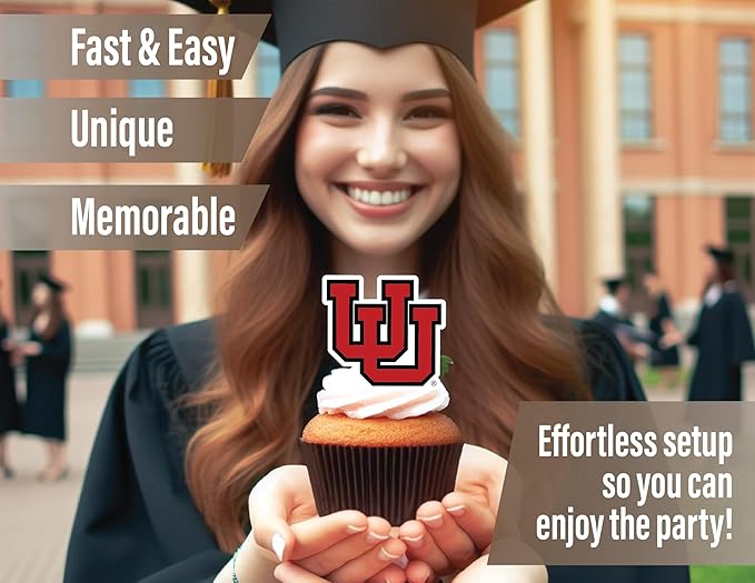University of Utah Party Supplies for UofU Football, Birthday Gift, Graduation Party Banner and Cake Toppers (42 Pieces) (Utah Utes)