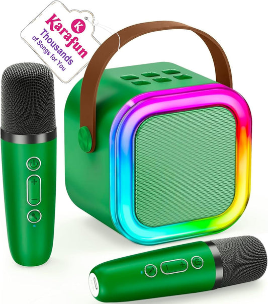 Mini Karaoke Machine for Kids, 2025 TOP Toys Christmas Birthday Gifts Ideas for Girls Ages 4, 5, 6, 7, 8, 9, 10, 12+ Years Old, Portable MP3 Player with 2 Wireless Mics for Party