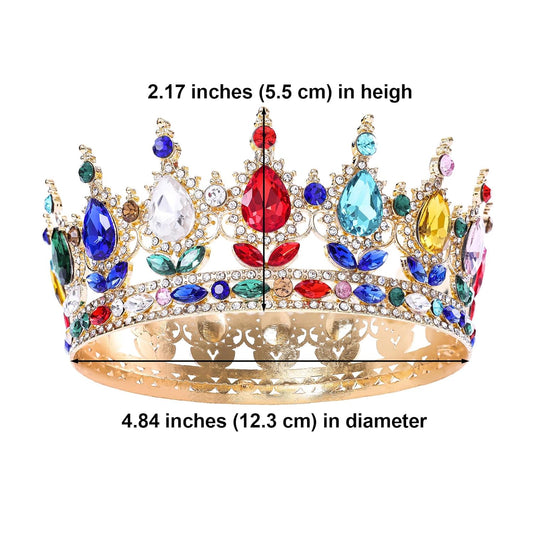 Multicolor Queen Crown for Women Crystal Tiara for Girl Rhinestone Wedding Headband for Bride Hair Accessories for Costume Birthday Party Prom Gifts