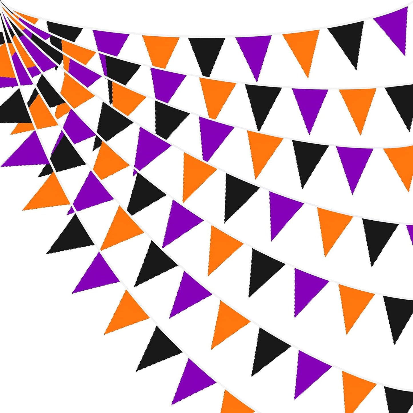 32Ft Orange Black Purple Halloween Pennant Banner Fabric Triangle Flag Bunting Garland for All Hallows Eve Wedding Birthday Home Nursery Outdoor Garden Hanging Festivals Decoration (36Pcs)