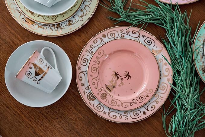 Disney Princess 16-Piece Ceramic Dinnerware Set | Merida, Pocahontas, Moana, Snow White | Home Kitchen Essentials For Dining Room | Includes Dinner Plates, Soup Bowls, Mugs | Place Setting For 4