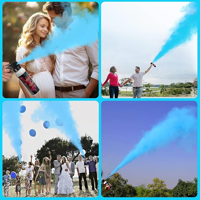 Gender Reveal Fire Extinguisher 2 Pack, Gender Reveal Decor, Baby Girl Reveal Party Ideas 100% Biodegragable for Party Decorations（Blue）