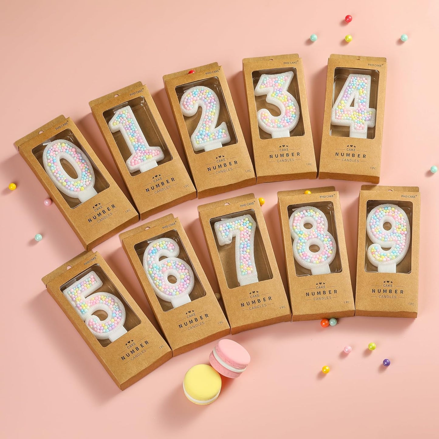 PHD CAKE Number 0 Macaron Birthday Candles, Macaron Themed Number Candles, Cake Number Candles, Party Celebration