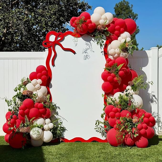 Red and White Balloons Arch Kit,130pcs Red Latex Balloon Garland,Different Sizes White Balloon for Wedding,Mother's Day,Valentine's Day,Birthday,Christmas Party Decorations