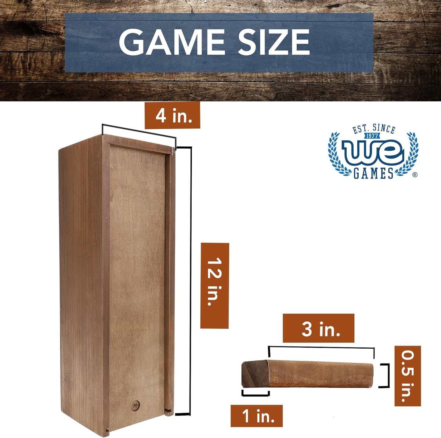 WE Games Wooden Block Stacking Party Game for Adults, Tumble Tower Wedding Guest Book Alternative, Tabletop Games, Includes Storage Case, 12 inches