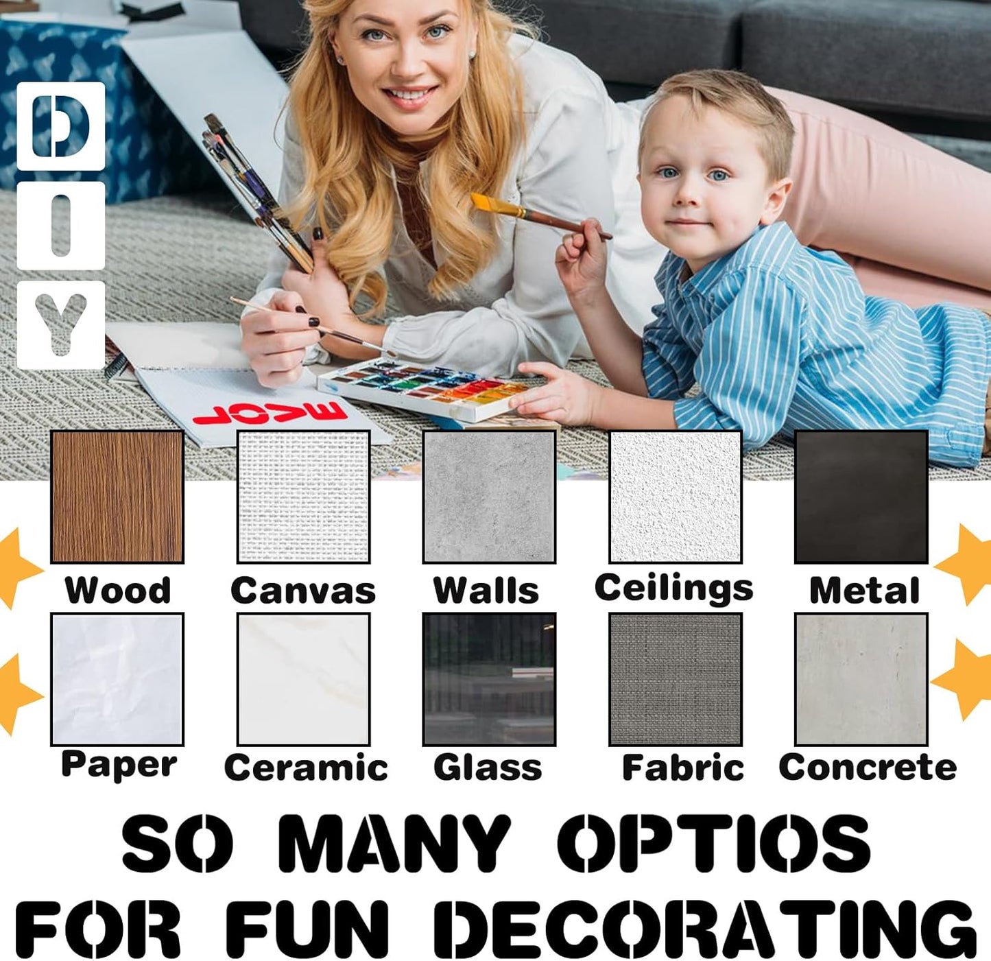 BAMIDELE 7 Inch Letter and Number Stencils, 36 Pcs Reusable Plastic Alphabet Spray Paint Stencils for Painting on Wood, Wall, Fabric, Rock, Chalkboard, Door Porch, Signage, DIY Craft Decoration