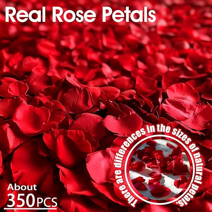 Eslibin 340 PCS Real Red Rose Petals, 3.17oz Dried Flower Confetti Petals for Wedding Flower Girl to Throw at Wedding Party, Romantic Night Bridal Shower Valentine's Day Decor
