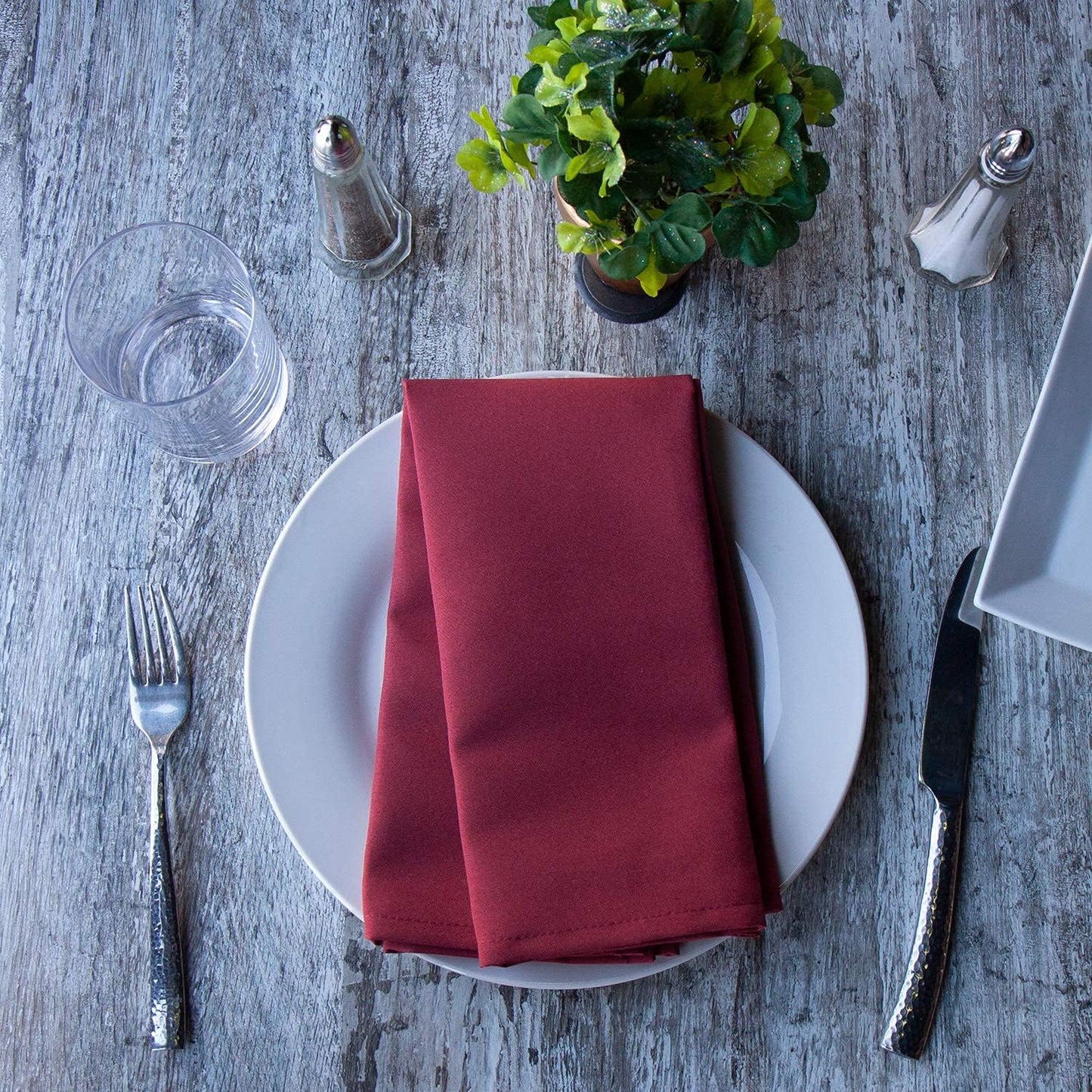 Arkwright Restaurant Cloth Napkins - (Pack of 25) Spun Polyester Dinner Napkin with Hemmed Edges - Ideal for Dinner, Wedding, Party, Banquet, Kitchen, 20 x 20 in, Burgundy