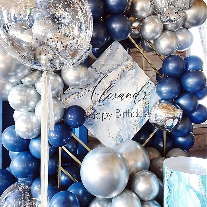 PartyWoo Navy Blue Balloons 140pcs Different Sizes of 18 12 10 5 Inch Dark Blue Balloon Arch Kit Garland for Graduation Wedding Sports Baby Shower Birthday Bachelorette Party Decorations Blue-Z90