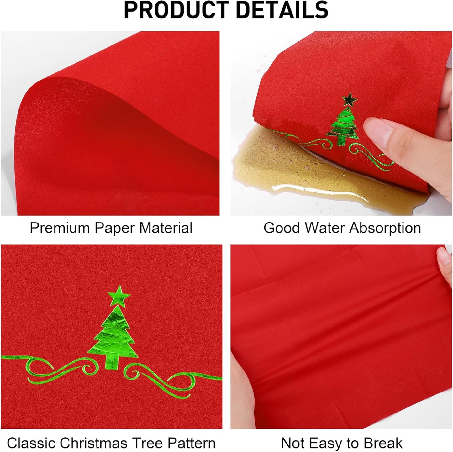 100 Pack Christmas Disposable Guest Napkins 12 x 17 Inch Red and Green Foil Christmas Trees Napkins Xmas Tree Hand Towels for Bathroom Kitchen Weddings Christmas Holiday Party