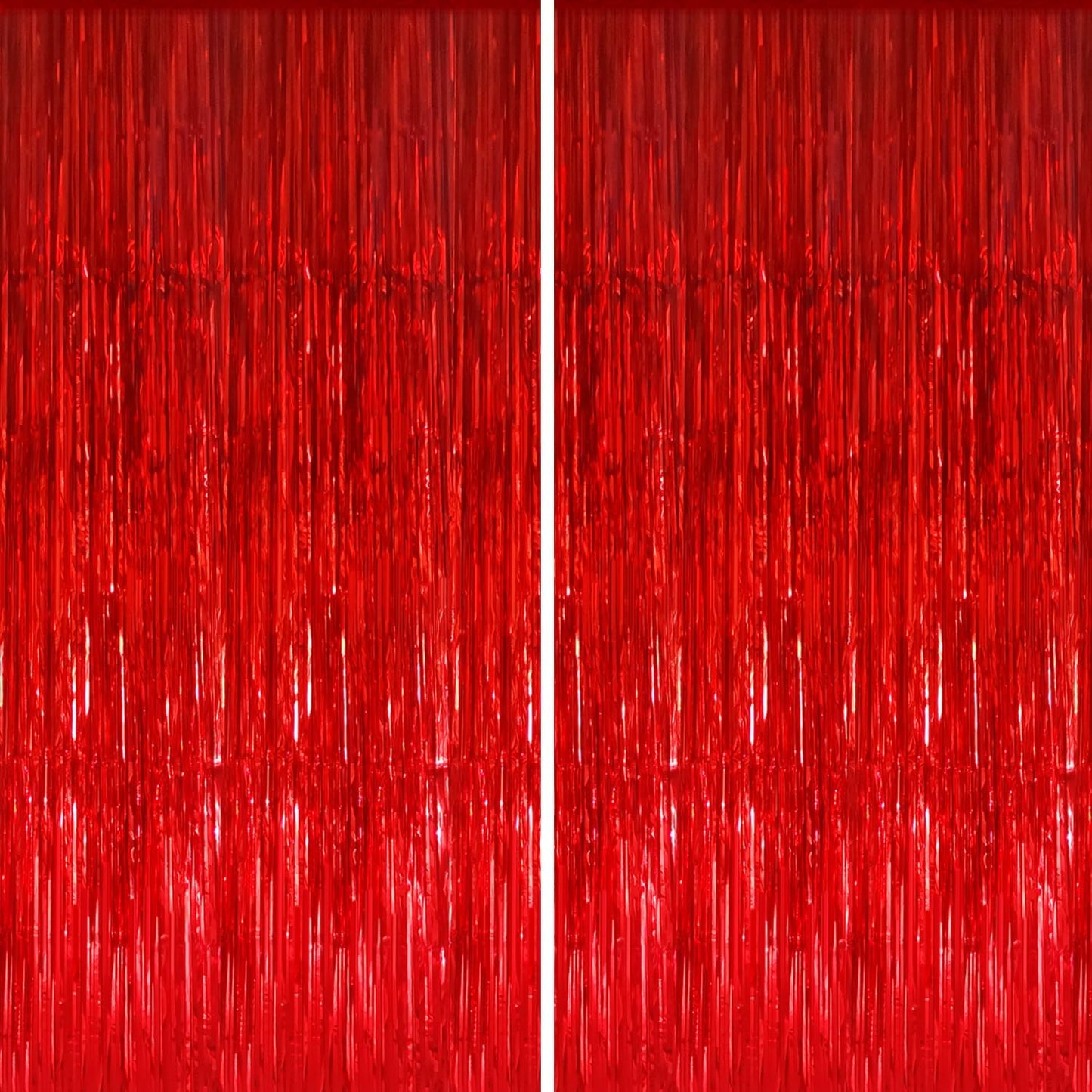GOER 3.2 ft x 8.2 ft Metallic Tinsel Foil Fringe Curtains,Party Streamer Backdrop for Birthday,Graduation Decorations and New Year Eve (2 Packs,Red)