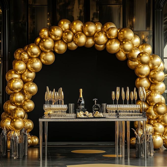 RUBFAC 120pcs Balloons for Birthday Baby Shower Graduation Anniversary Wedding Party Supplies Garland Arch Decoration,12 Inches,Gold