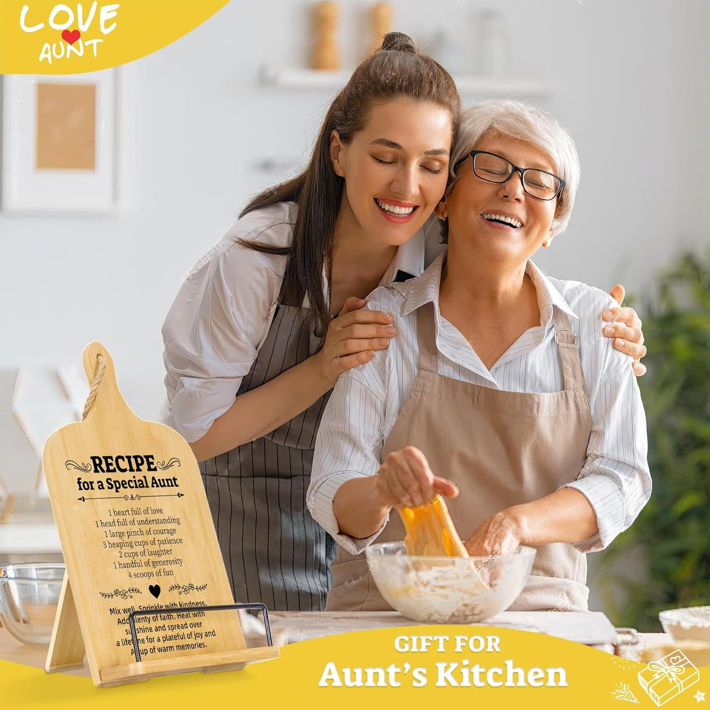 Ikedas Aunt Gifts Cookbook Stand, Best Aunt Ever Gifts Cook Book Stand for Kitchen Counter, Crafted for Convenience and Style Cookbook Holder, Ideal for Displaying Family Recipes Recipe Book Holder