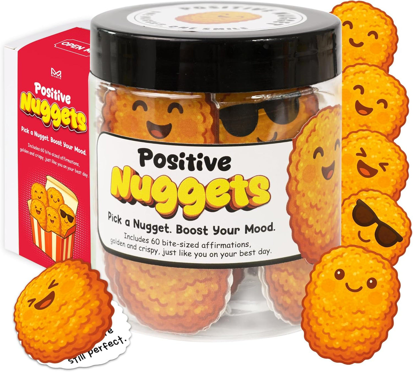 Emotional Supports Nuggets Jar, 60 Positive Chicken Nuggets Cards for Women, Teen Girl Room Decor, Teen Girl Gifts Trendy Stuff, White Elephant Gifts, Back to School Gifts