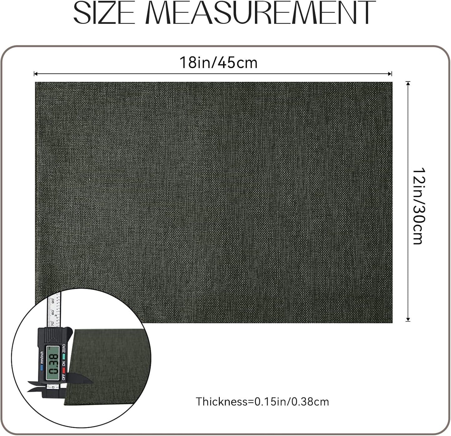 Romanstile Cloth Placemats Set of 8-12 x 18 Inch, Heat Resistant Double Layered Thickened Burlap Place Mats, Washable Faux Linen Farmhouse Table Mats for Kitchen/Dining/Party/Outdoor, Dark Grey